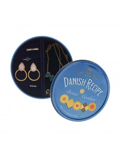 Balvi Portagioie scatola in metallo colore azzurro diam. 10,5 cm Danish Cookies 2