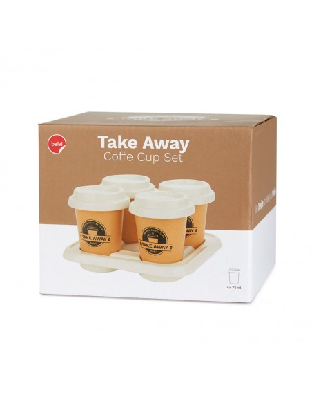 Balvi Set 4 tazzine da caffè e vassoio porcellana Take Away