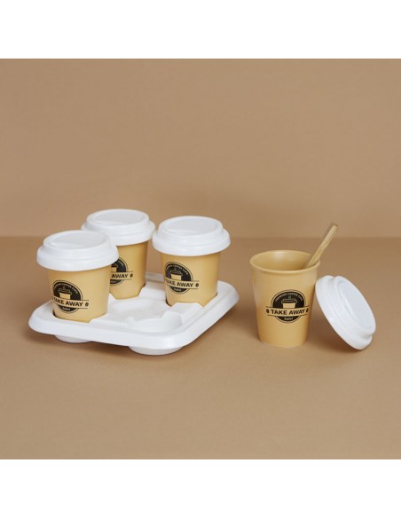Balvi Set 4 tazzine da caffè e vassoio porcellana Take Away