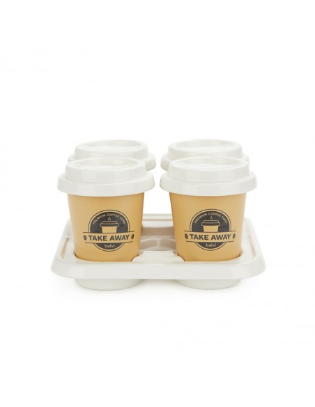 Balvi Set 4 tazzine da caffè e vassoio porcellana Take Away