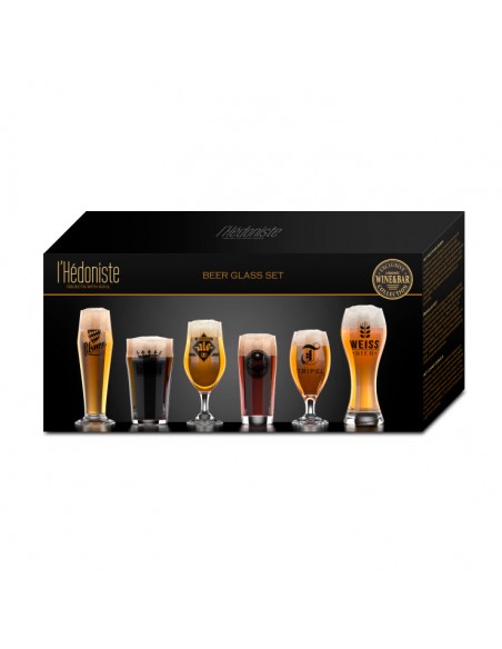 Balvi Set 6 bicchieri diversi per birra in vetro l'Hédoniste