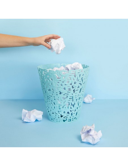 Balvi Cestino gettacarta plastica turchese h 30 cm Letters