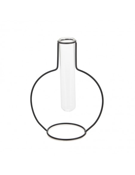 Balvi Vaso metallo nero e vetro h 19 cm Round Silhouette