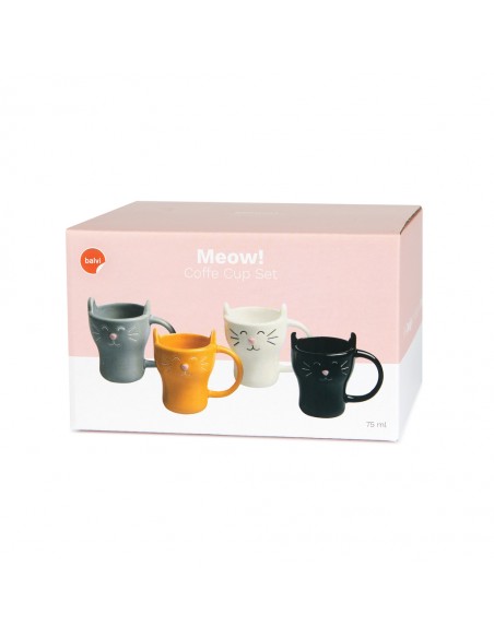 Balvi Set 4 tazzine da caffè ceramica gatti Meow!