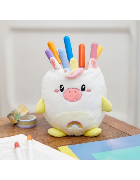 Balvi Porta matite Fluffy unicorn bianco h 11,5 cm plastica/tela