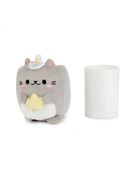 Balvi Porta matite gatto unicorno grigio tela h 11,5 cm Fluffy Kawaii Starry