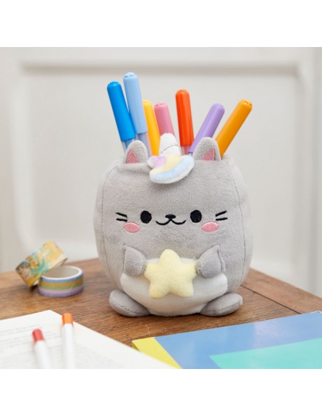Balvi Porta matite gatto unicorno grigio tela h 11,5 cm Fluffy Kawaii Starry