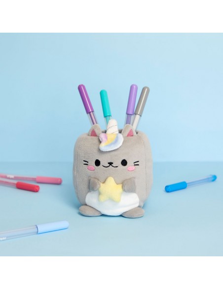 Balvi Porta matite gatto unicorno grigio tela h 11,5 cm Fluffy Kawaii Starry