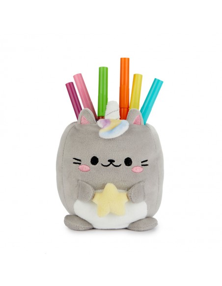 Balvi Porta matite gatto unicorno grigio tela h 11,5 cm Fluffy Kawaii Starry