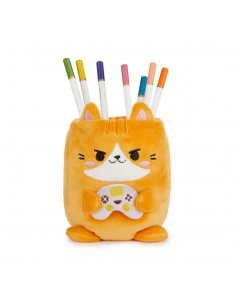 Balvi Porta matite gatto plastica/tela h 11,5 cm Fluffy Kawaii Gamer