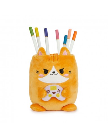 Balvi Porta matite gatto plastica/tela h 11,5 cm Fluffy Kawaii Gamer