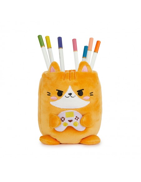 Balvi Porta matite gatto plastica/tela h 11,5 cm Fluffy Kawaii Gamer