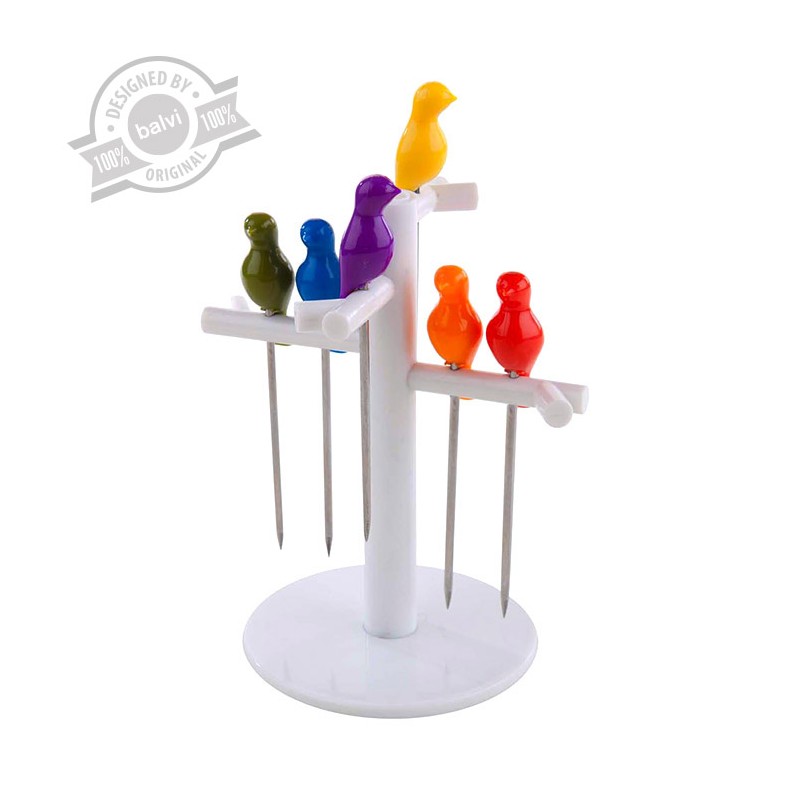 6 Forchettine da aperitivo con supporto - Birdies by BALVI