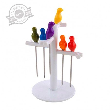 6 Forchettine da aperitivo con supporto - Birdies by BALVI