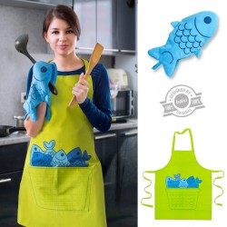 Set grembiule e guanto cucina - BLUE FIN by BALVI 2