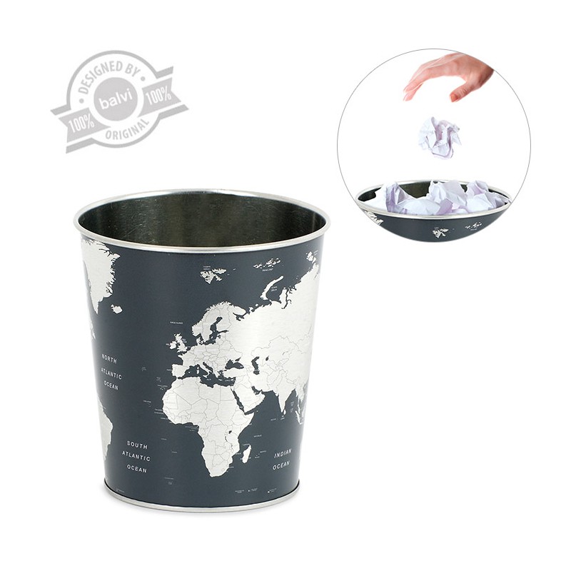Cestino gettacarta in metallo - GLOBE by Balvi