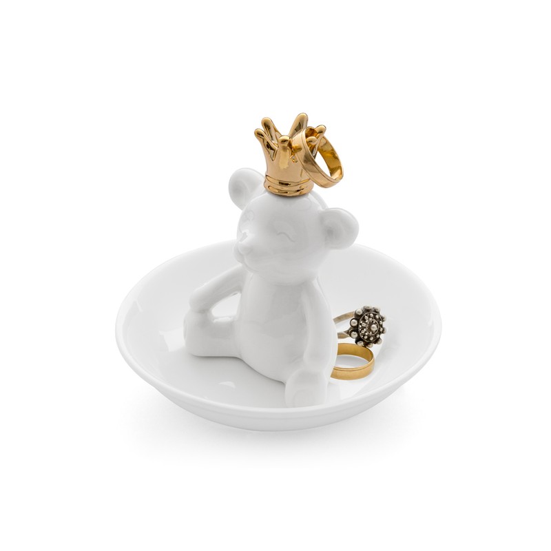 Porta anelli orsetto con corona in ceramica - THE KING by BALVI