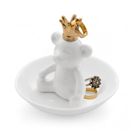 Porta anelli orsetto con corona in ceramica - THE KING by BALVI