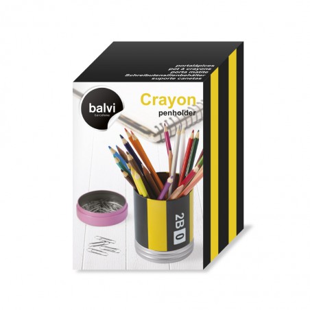 Portapenne con contenitore a forma di matita metallo - CRAYON by BALVI