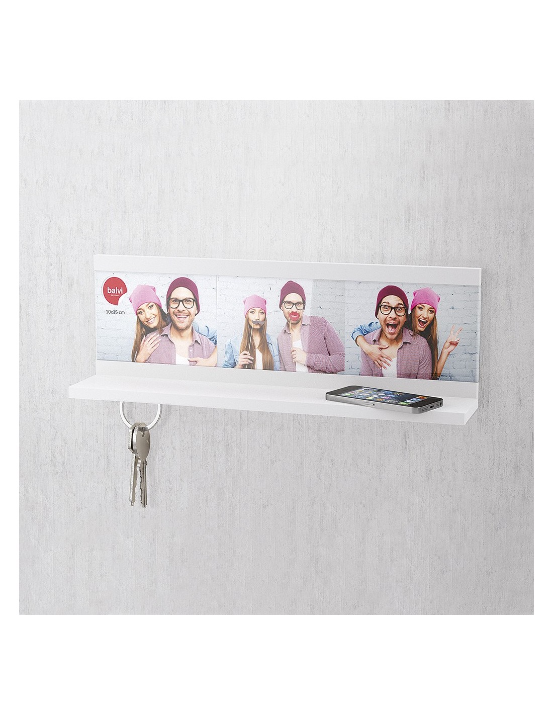 Portafoto mensola con portachiavi magnetici SHELFIE by BALVI│Balena Design